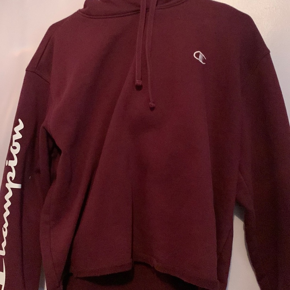 Maroon Champion crop top hoodie